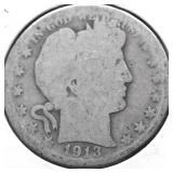 1913 BARBER HALF DOLLAR AG