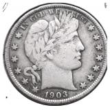1903 BARBER HALF DOLLAR VF