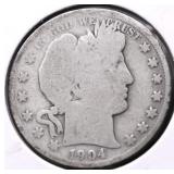 1904 O BARBER HALF DOLLAR G