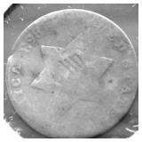 1853 SILVER 3 CENTS AG