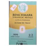 1/2 GRAIN .999 GOLD BAR