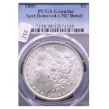 1885 PCGS UNC DETAILS MORGAN DOLLAR
