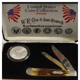 GEM SILVER EAGLE & CASE KNIFE SET W BOX PAPERS