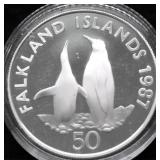 1987 FALKLAND ISLANDS SILVER 50 D PROOF