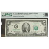 PMG MS66 EPQ 2 $ FEDERAL RESERVE NOTE