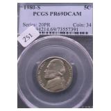 1980 S PCGS PF69DC JEFFEFRSON NICKEL