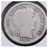 1913 S BARBER DIME G