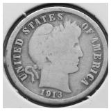 1913 BARBER DIME G