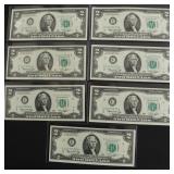 7 CONSECUTIVE SERIAL #GEM BU 2 $ FEDERAL RESERVE N