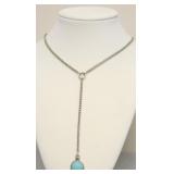 STERLING SILVER TURQUOISE DROP NECKLACE