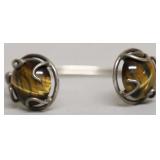 STERLING SILVER TIGER EYE STONE BRACELET