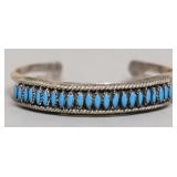 STERLING SILVER TURQUOISE CUFF BRACELET  31.2 GRAM