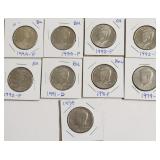 9  KENNEDY HALF DOLLARS
