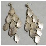 STERLING SILVER LEAF DANGLE EAR RINGS