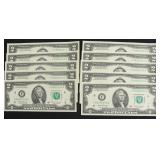 10-CONSECUTIVE 2 DOLLAR BILLS #41- #50