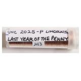 UNC ROLL 2025 P PENNYS (LAST YEAR MADE)