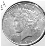1922 PEACE DOLLAR AU
