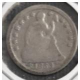 1853 SEATED LIB HALF DIME