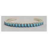STERLING SILVER TURQUOISE CUFF BRACELET  25.7 GRAM