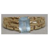 10K GOLD AQUAMARINE RING   SIZE 6.25   2.23 GRAMS