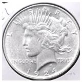 1924 PEACE DOLLAR AU