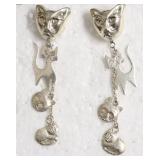STERLING SILVER CAT EAR RINGS