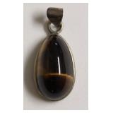 STERLING SILVER LINED TIGER EYE PENDANT