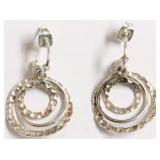 STERLING SILVER HOOP DANGLE EAR RINGS