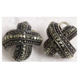 STERLING SILVER MARCASITE CLIP EAR RINGS