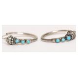 STERLING SILVER TURQUOISE HOOP EAR RINGS