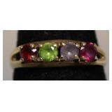 10K GOLD MULTI COLOR STONE RING  SIZE 5.75   2.15G