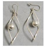 STERLING SILVER OPEN CUT DANGLE EAR RINGS
