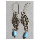 STERLING SILVER TOURQUOISE DROP EAR RINGS
