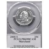 2000 S PCGS PR 69 D CAM  MARYLAND QUARTER