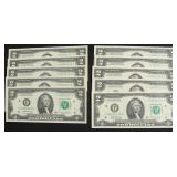 10-CONSECUTIVE 2 DOLLAR BILLS #21- #30