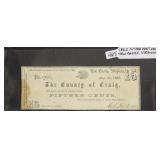 1862 15 CENT NEW CASTLE VA NOTE