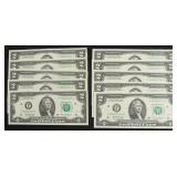 10- CONSECUTIVE 2 DOLLAR BILLS # 01-#10