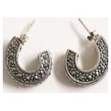 STERLING SILVER MARCASITE EAR RINGS