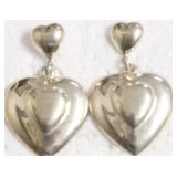 STERLING SILVER HEART EAR RINGS