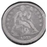 1841 O SEATED DIME V F DETAILS