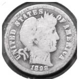 1898 O BARBER DIME G