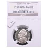 1981 S TYPE 2 NGC PF69UC JEFFERSON NICKEL
