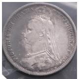 1889 G BRIT SILVER 6 PENCE VF