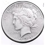 1934 PEACE DOLLAR VF
