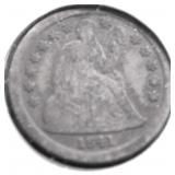 1841 SEATED DIME VF