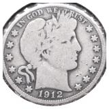 1912 BARBER HALF DOLLAR VG