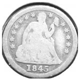 1845 SEATED DIME VG