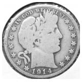 1914 S BARBER HALF DOLLAR F