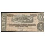 1864 10 DOLLAR CONFEDERATE NOTE VF