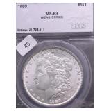 1889 SEGS MS63 MORGAN DOLLAR